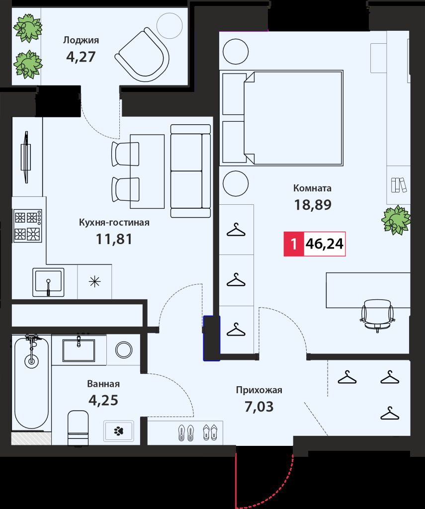 Продажа 1-комнатной новостройки, Тверь, Оснабрюкская ул,  22/1