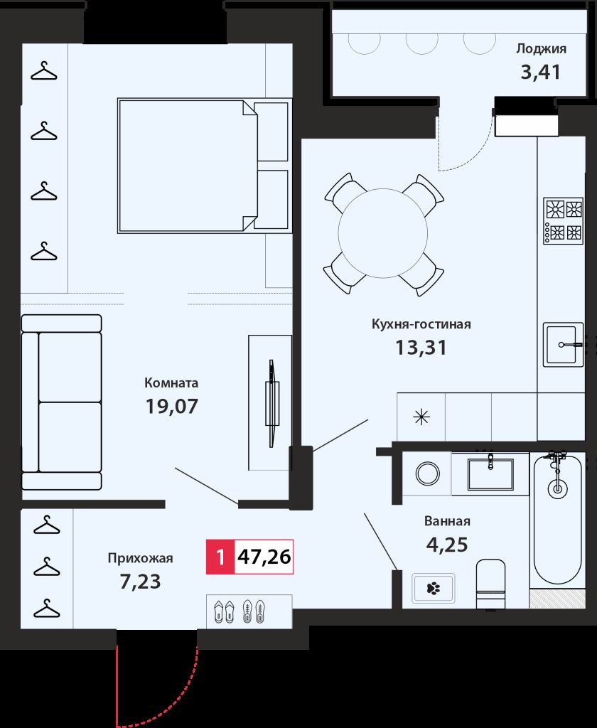 Продажа 1-комнатной новостройки, Тверь, Оснабрюкская ул,  22/1