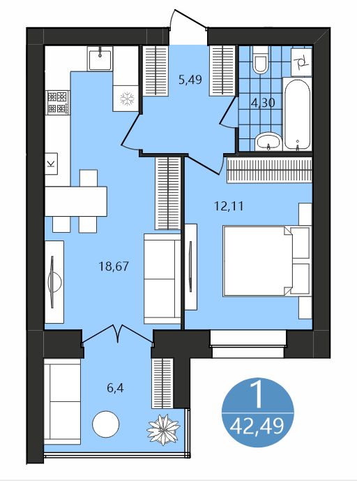 Продажа 1-комнатной новостройки, Ярославль, Клубная ул,  1