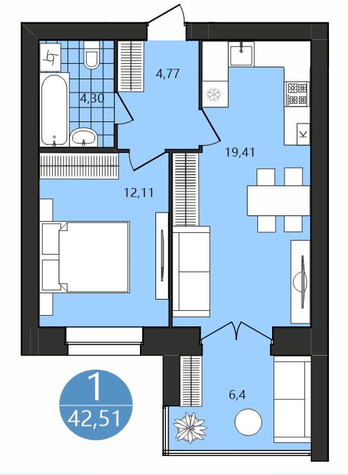 Продажа 1-комнатной новостройки, Ярославль, Клубная ул,  1
