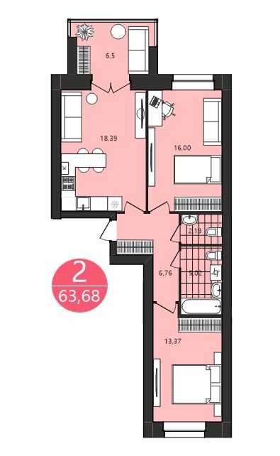 Продажа 2-комнатной новостройки, Ярославль, Клубная ул,  1