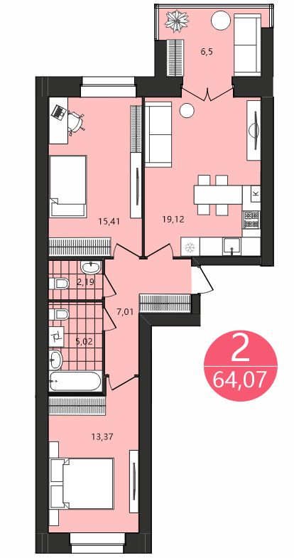 Продажа 2-комнатной новостройки, Ярославль, Клубная ул,  1