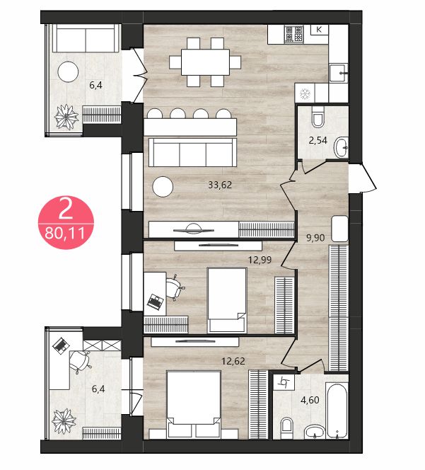 Продажа 2-комнатной новостройки, Ярославль, Клубная ул,  1