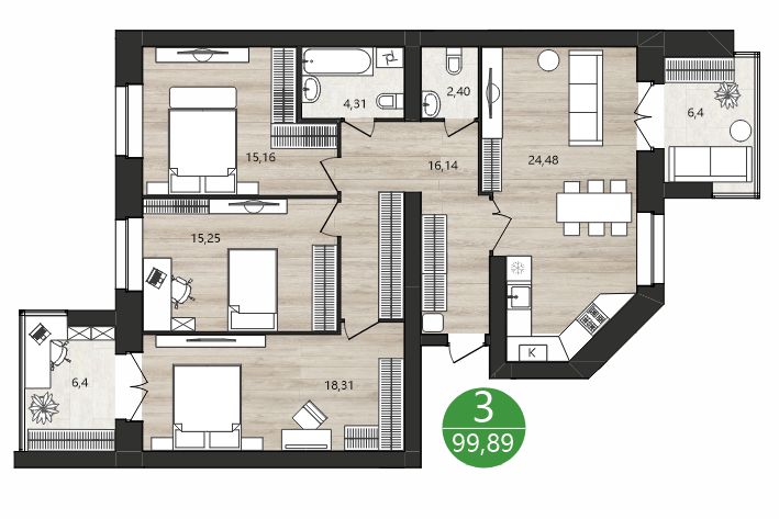 Продажа 3-комнатной новостройки, Ярославль, Клубная ул,  1