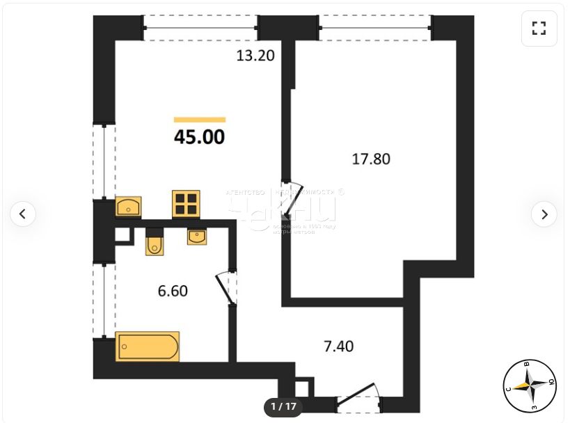 Продажа 1-комнатной новостройки, Нижний Новгород, Черниговская ул,  20