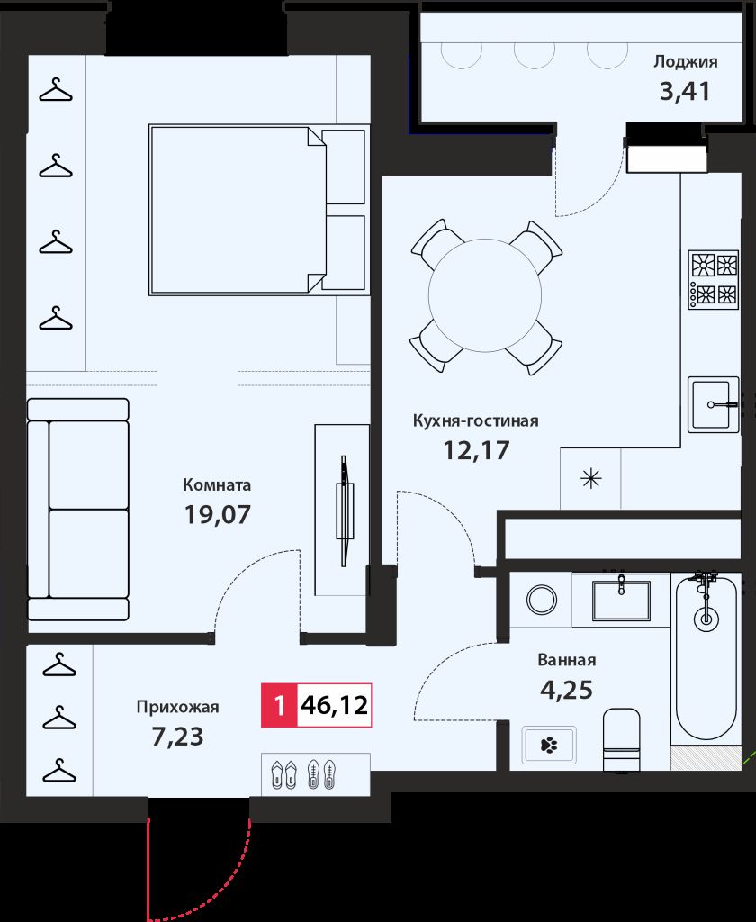 Продажа 1-комнатной новостройки, Тверь, Оснабрюкская ул,  22/1