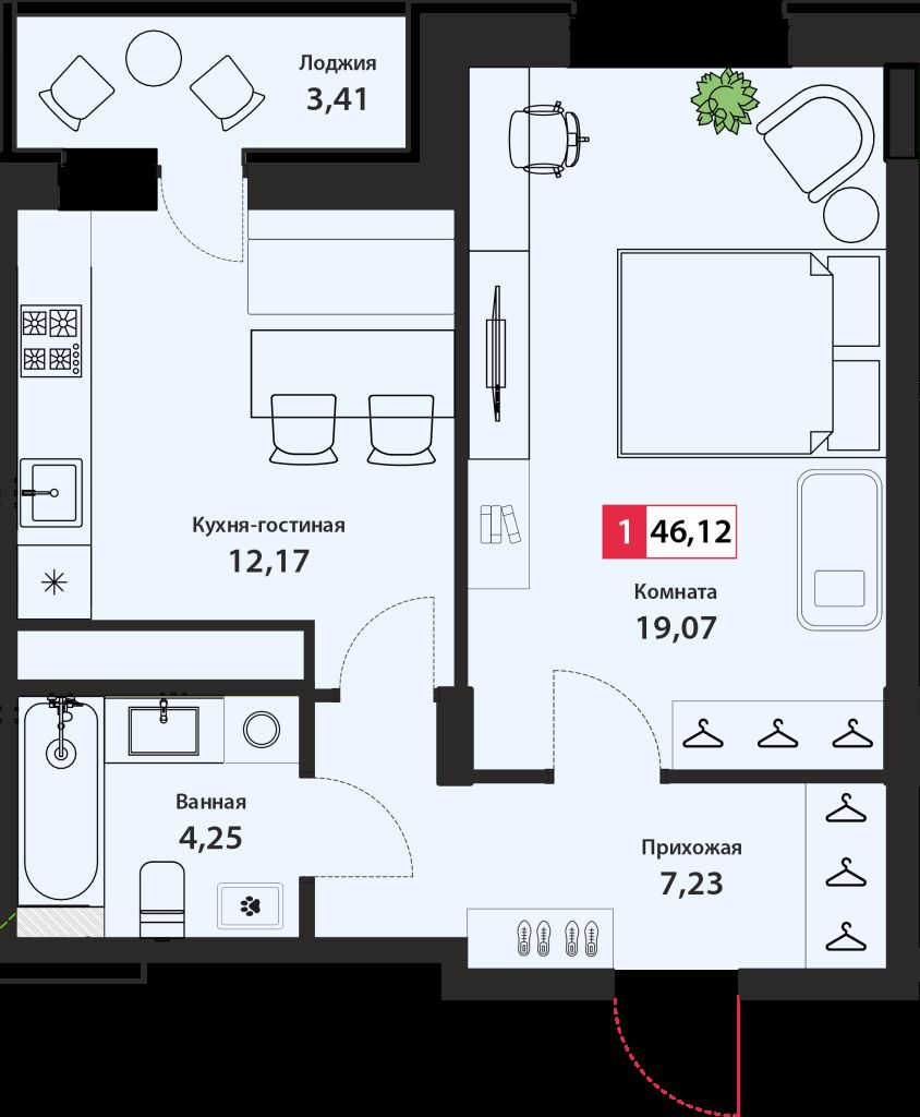 Продажа 1-комнатной новостройки, Тверь, Оснабрюкская ул,  22/1