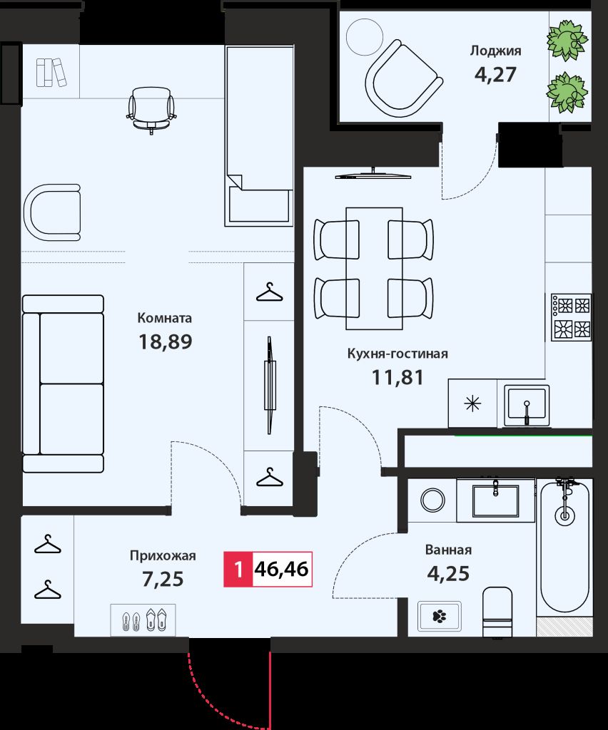 Продажа 1-комнатной новостройки, Тверь, Оснабрюкская ул,  22/1