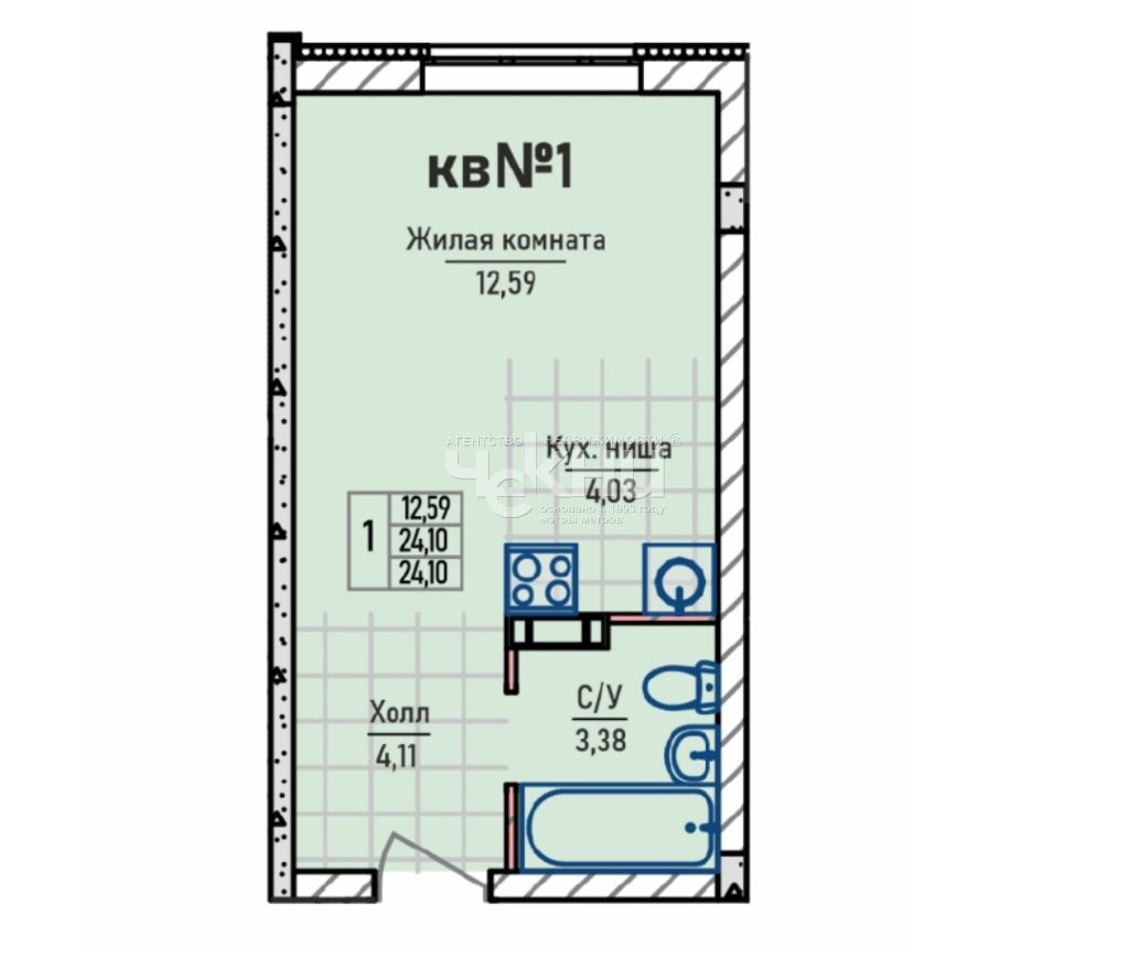 Продажа 1-комнатной новостройки, Новинки, Инженерный пр-зд,  7к2 